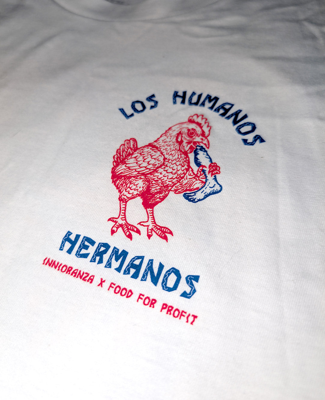 LOS HUMANOS HERMANOS (FOOD FOR PROFIT)T-shirt streetwear ironica in cotone” image 5